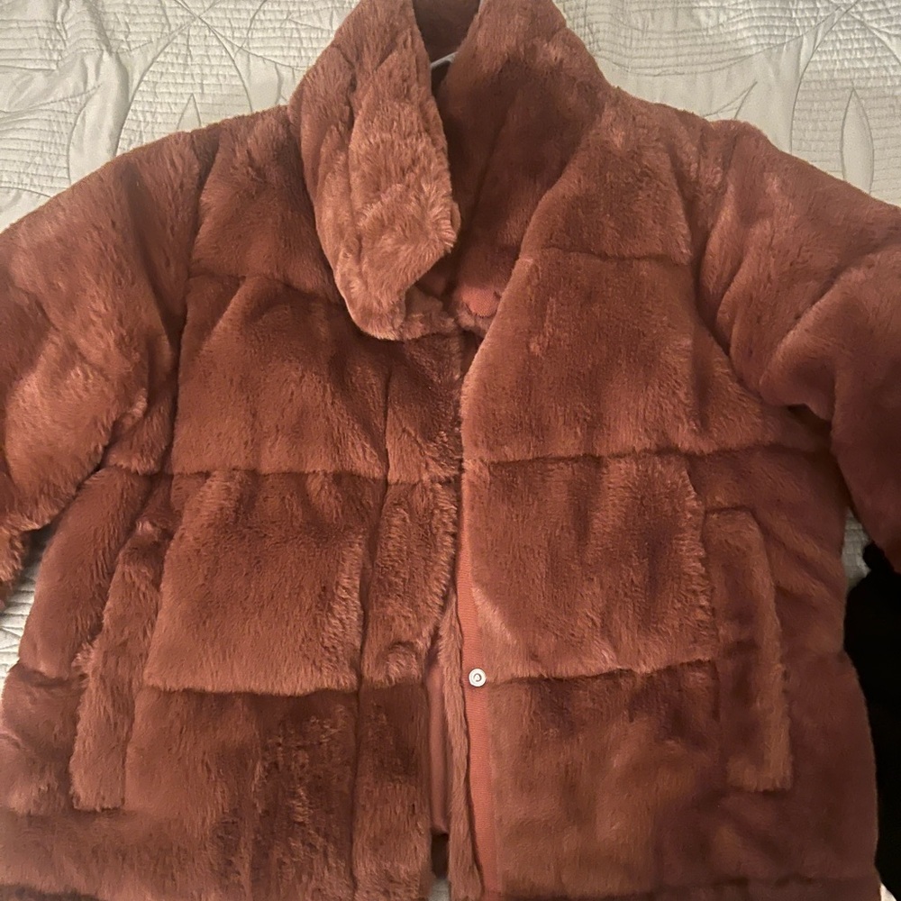 Abercrombie & Fitch Faux Fur Jacket in Brown